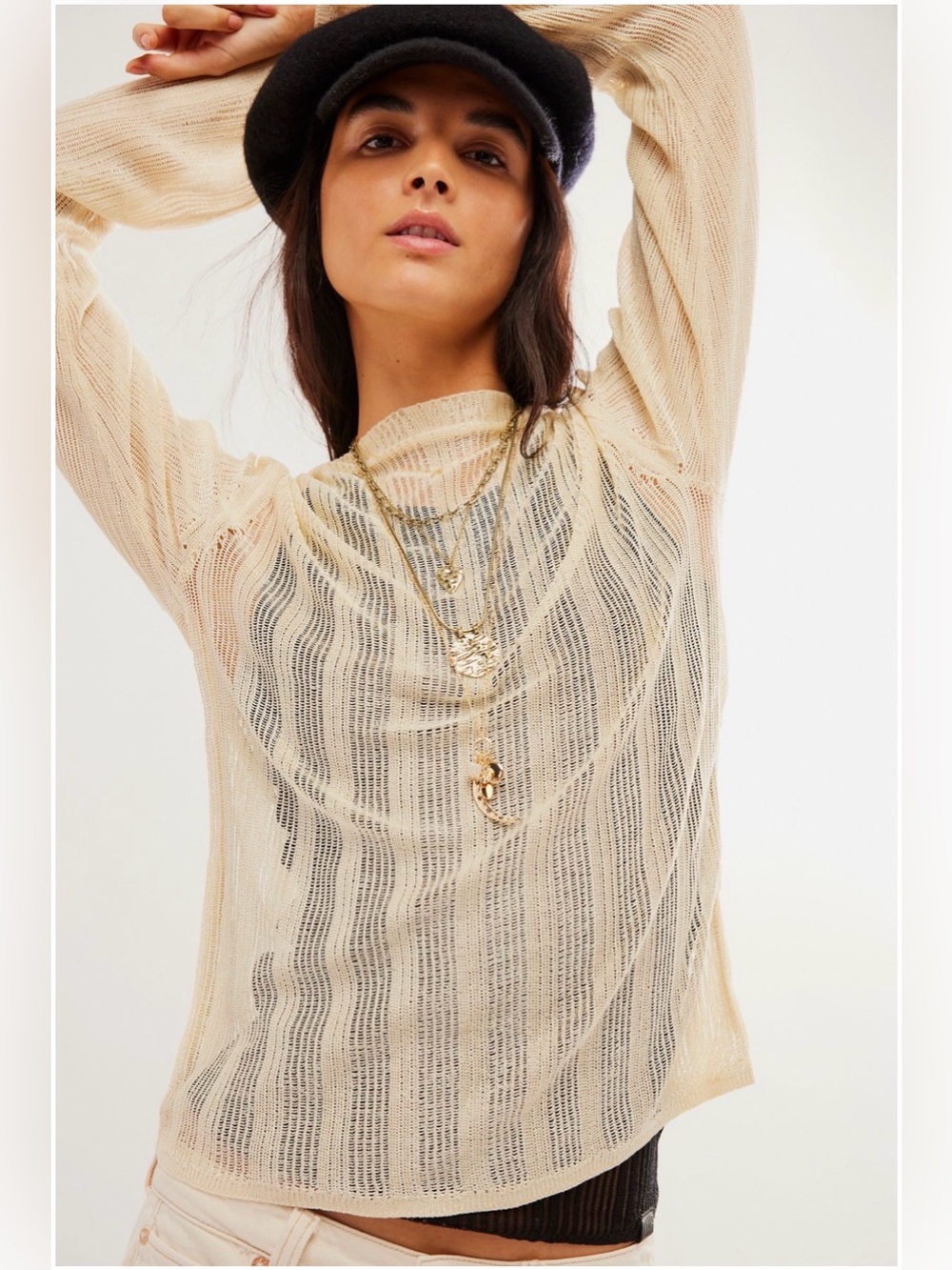 NWT Free People Nicolette Sweater Pastry Cream